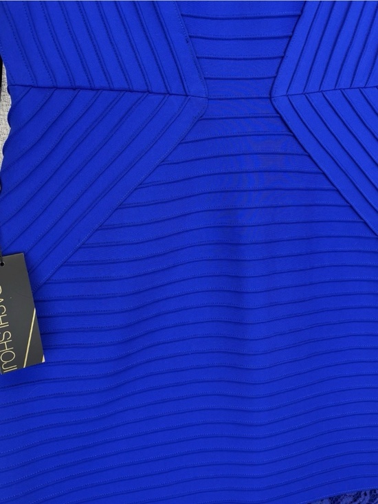 NWT Tadashi Shoji Blue Paneled Sheath Dress -Lace Cap Sleeves Midi Cocktail XL - Picture 3 of 9